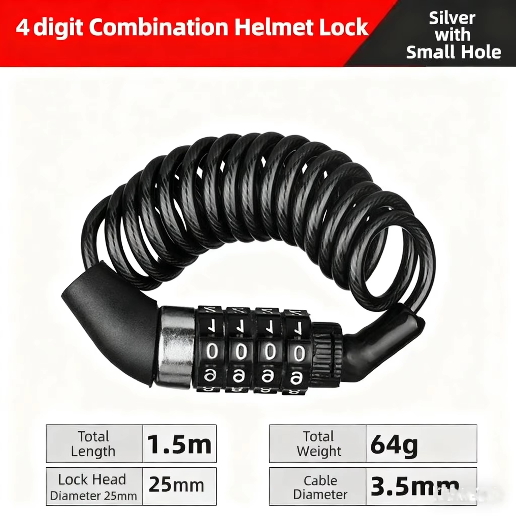 Antivol à combinaison à 4 chiffres avec câble en acier et protection par mot de passe pour vélo – Accessoire de sécurité pour bicyclette